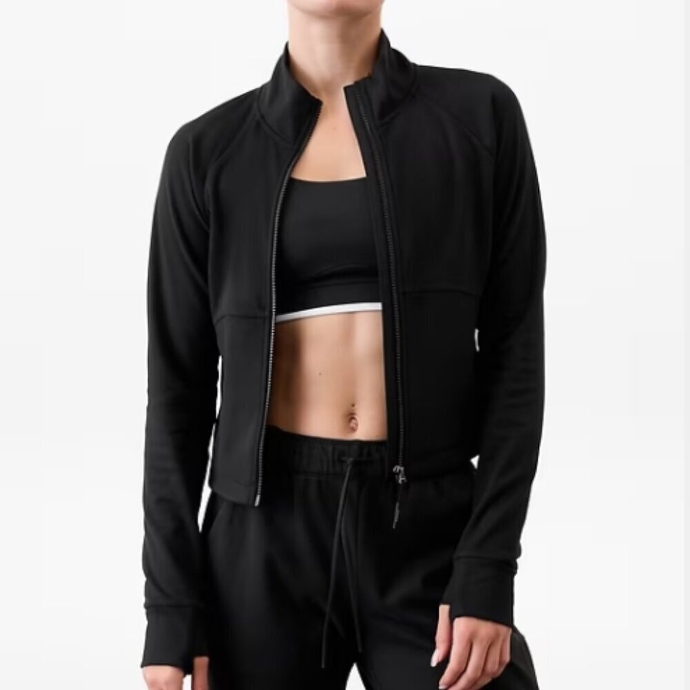 Athleta Unstoppable Cropped Full Zip Black M